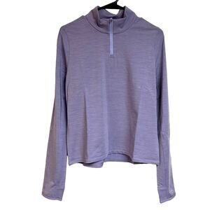 NEW Allbirds Tencel Merino Wool Blend Purple Run Mid Layer Jacket 1/4 zip sz L